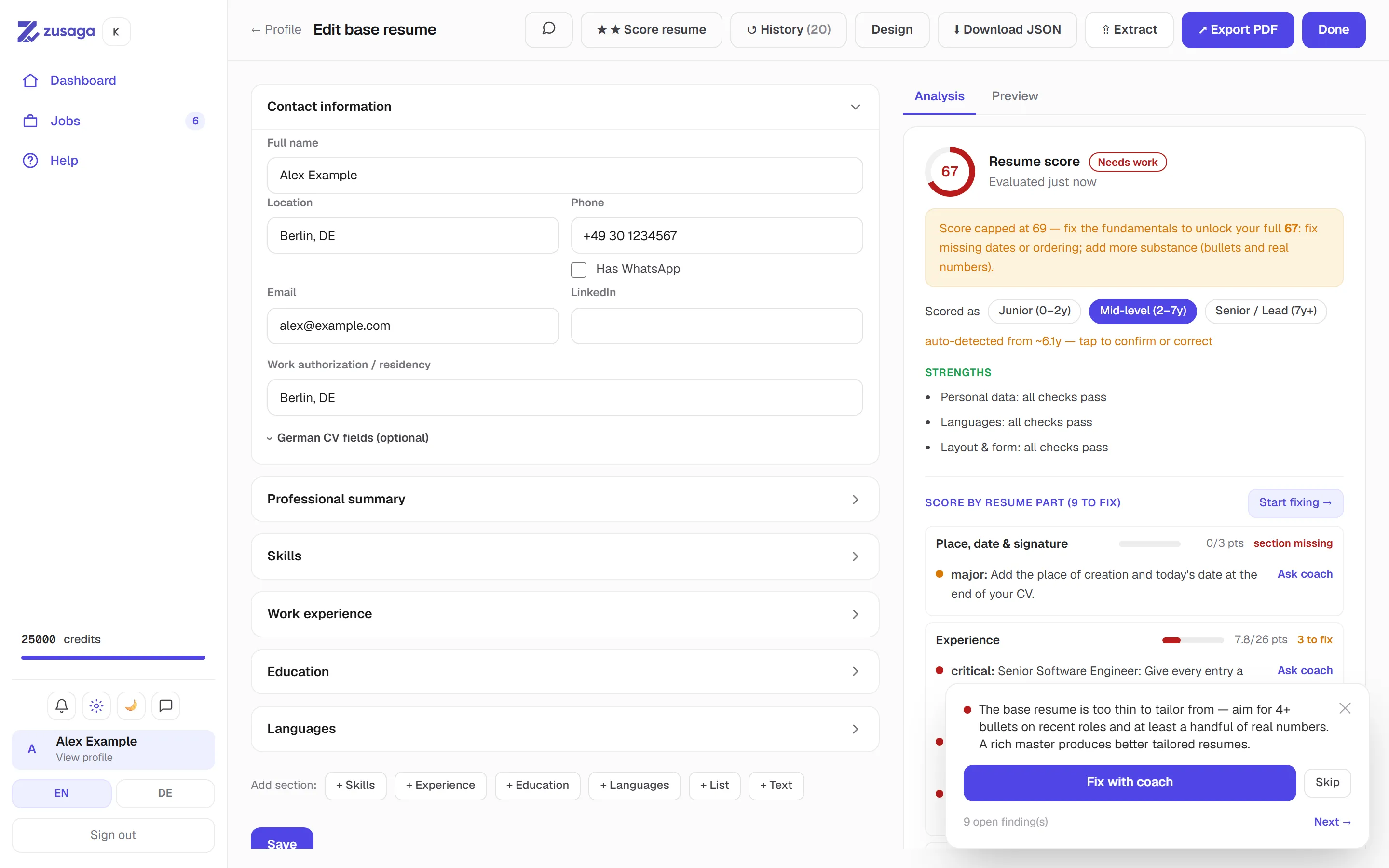 The guided fix flow highlighting the field it wants to improve
